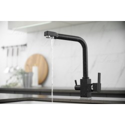 Змішувач для кухні з підключенням до фільтру Luxor Mercury Black and White Granit 3D Prof чорно / білий