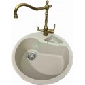 Luxor Round Lux Cascade D 51 BG + змішувач Luxor Galant Antique Retro Classico з питним каналом, бежевий, слонова кістка