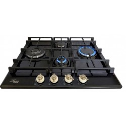 Варильна поверхня газова Luxor Gold Vintage 60 Emaille Turbo Wok Italy BK + кругла підставка Wok у подарунок,чорна