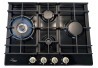 Варильна поверхня газова Luxor Gold Vintage 60 Emaille Turbo Wok Italy BK + кругла підставка Wok у подарунок,чорна